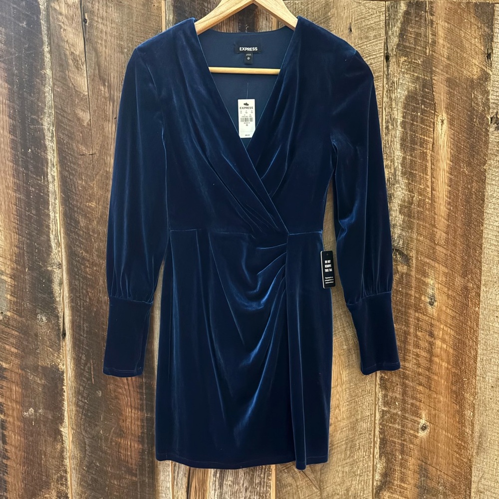 Express Navy Blue Velvet Dress